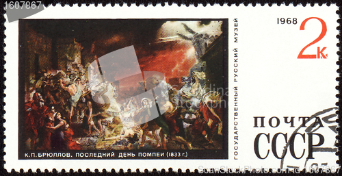 Image of Picture "The last day of Pompeii" by Karl Bryullov on post stamp