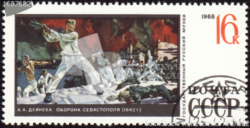 Image of Picture "Defence of Sevastopol" by Deyneka on post stamp