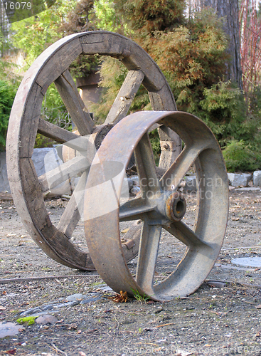 Image of Wooden and iron wheels of telega