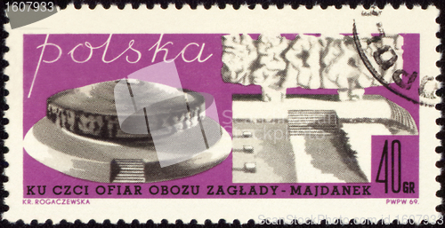 Image of German nazi concentration camp Majdanek on post stamp