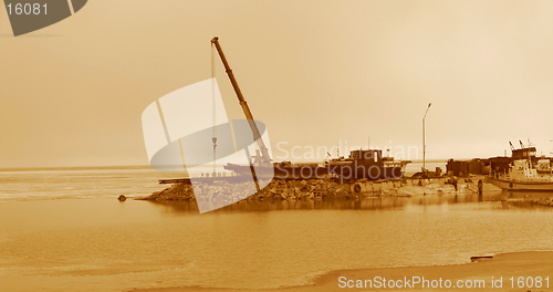 Image of Small port in sepia tone