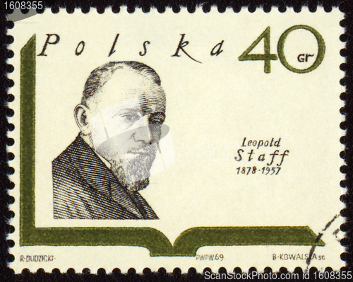 Image of Polish poet Leopold Staff on postage stamp