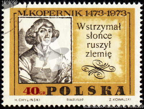 Image of Nicolaus Copernicus, great polish astronomer on post stamp