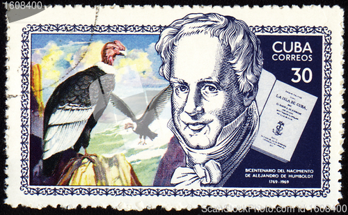 Image of Alexander von Humboldt and eagle on post stamp