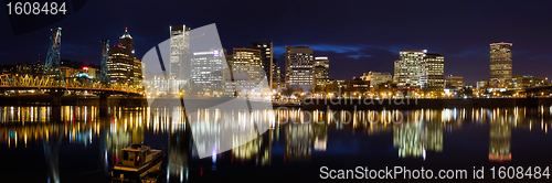 Image of Portland Oregon Downtown Waterfront at Dusk