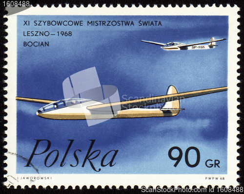 Image of Glider world championship in Leszno-1968 on post stamp