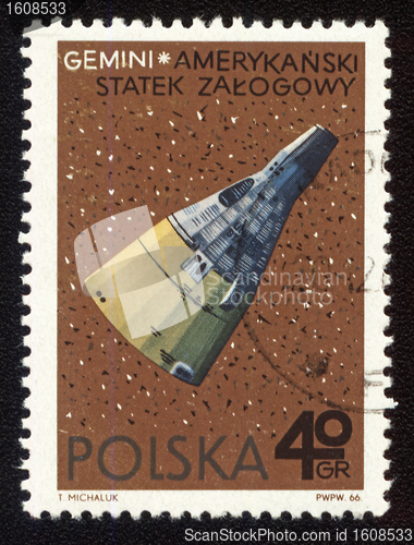 Image of Postage stamp from Poland with american spaceship Gemini