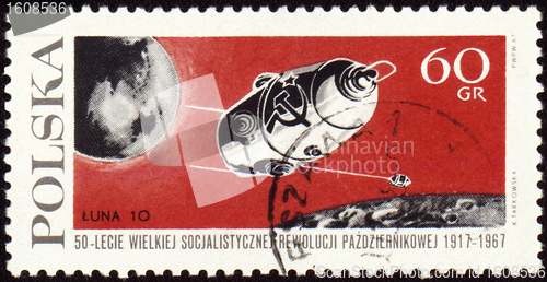 Image of Post stamp with russian automatic spaceship "Luna-10"
