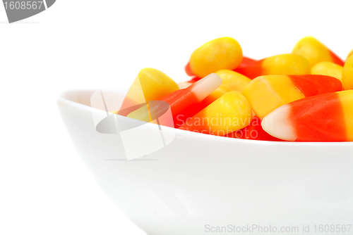 Image of Halloween candy corn in a bowl