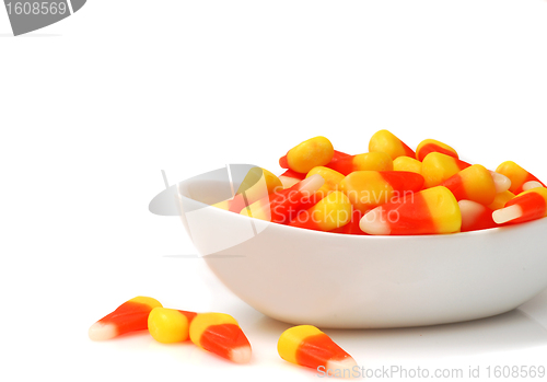 Image of Halloween candy corn in a bowl