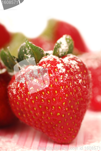 Image of Fresh strawberry with powdered sugar