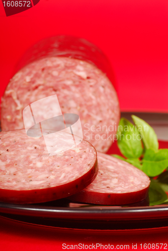 Image of Cured salami with basil