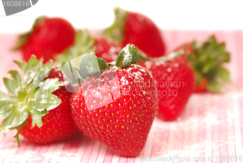 Image of Fresh strawberry with powdered sugar