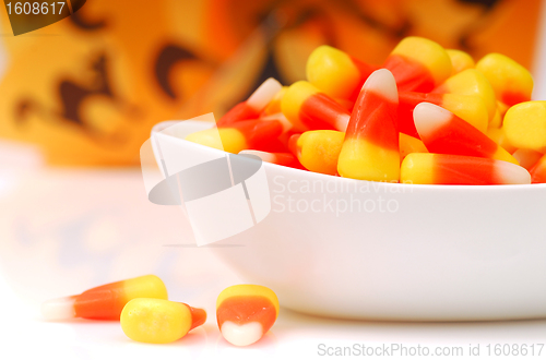 Image of Halloween candy corn in a bowl