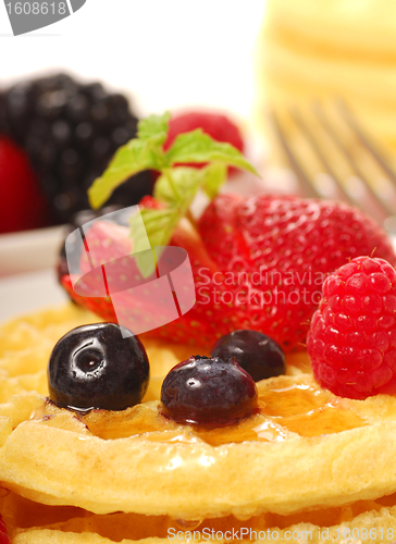 Image of Fresh waffles with fruit