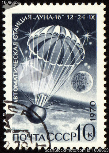 Image of Postage stamp with soviet automatic station Luna-16