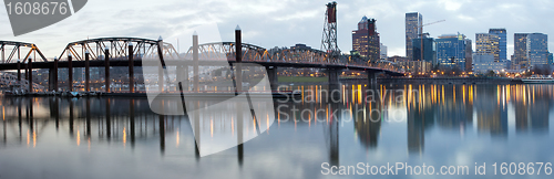 Image of Hawthorne Bridge Over Willamette River at Dusk