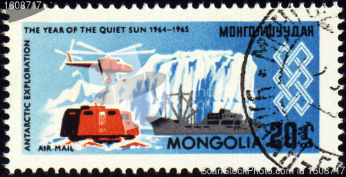Image of The study of the Antarctic on post stamp