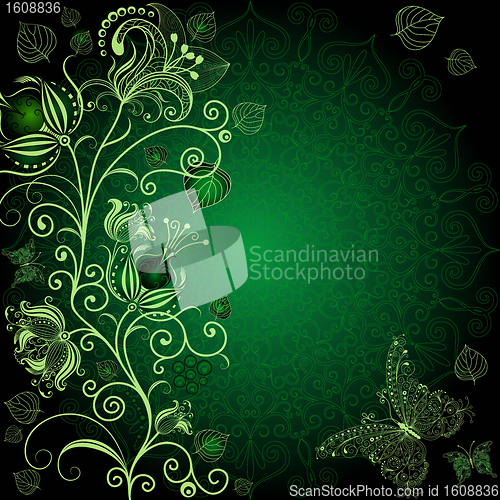 Image of Dark green floral frame