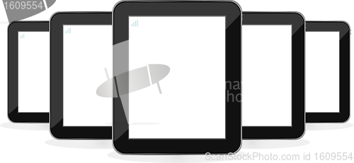 Image of Digital tablet PC set isolated on white