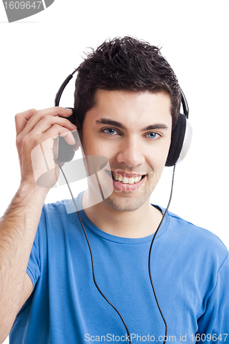 Image of Young man listen music