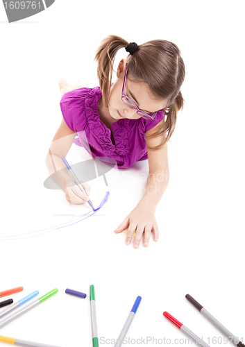 Image of Girl making drawings