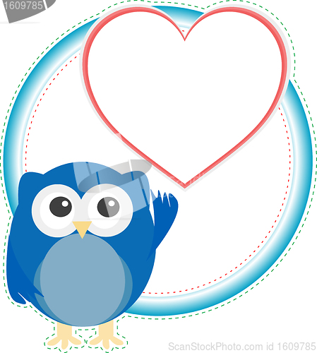 Image of valentine owl boy with heart. holiday vector card