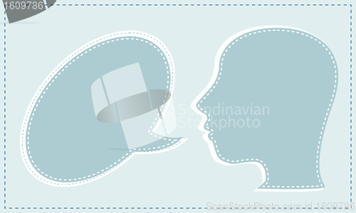 Image of Abstract speaker with speech bubbles in the head. vector