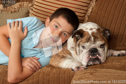 Image of Bulldog and Boy