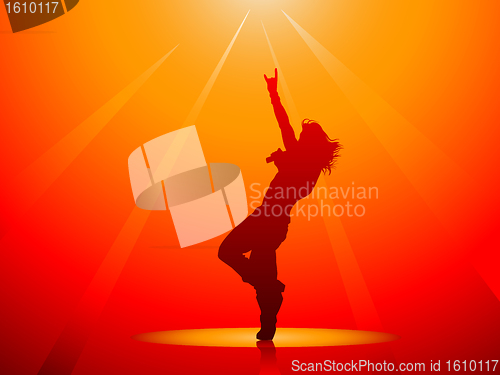 Image of Hard rock singer silhouette