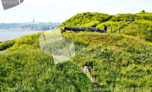 Image of Old Russian Cannon in Suomenlinna Sveaborg Helsinki Finland