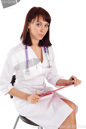 Image of Young Female Doctor Sitting