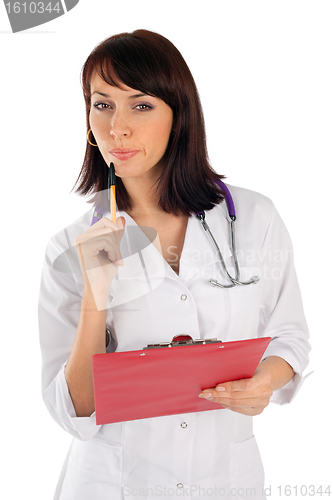 Image of Female Doctor in Thoughtful Pose