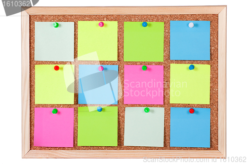 Image of Colorful Paper Notes on Corkboard