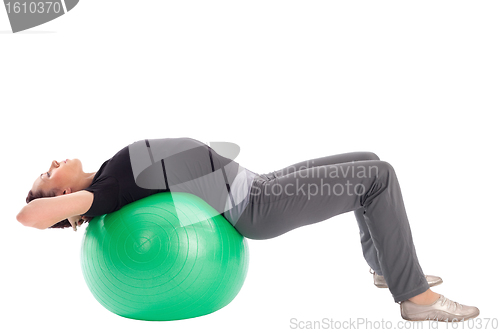 Image of Woman with Gym Ball Doing Situps Exercise