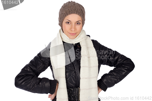 Image of Young Smiling Woman Winter Fashion