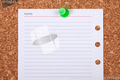 Image of Blank Paper Note on Corkboard