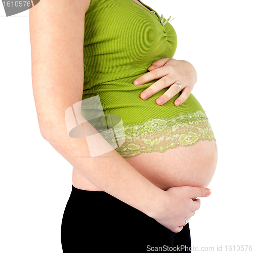 Image of Pregnant Woman Holding Belly