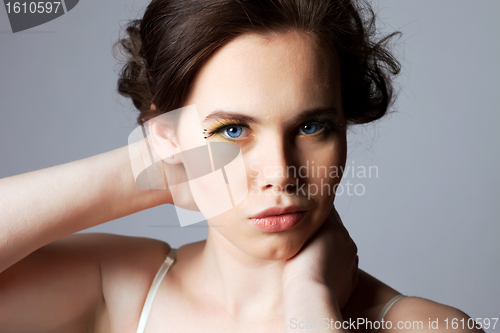 Image of Beautiful Woman with Full Makeup Portrait