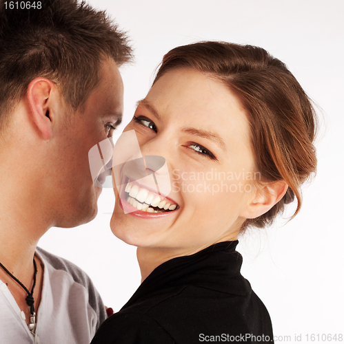 Image of Happy Cheerful Woman Laughing