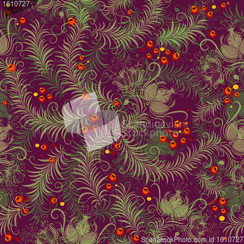 Image of Dark purple floral seamless pattern