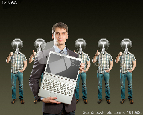 Image of lamp head businesspeople shows well done