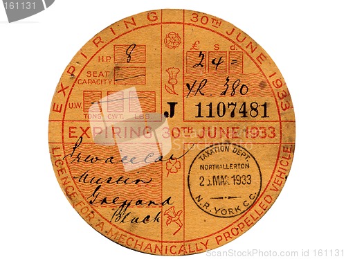 Image of Vintage Tax Disc