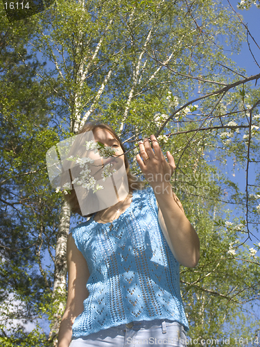 Image of Girl and flowers