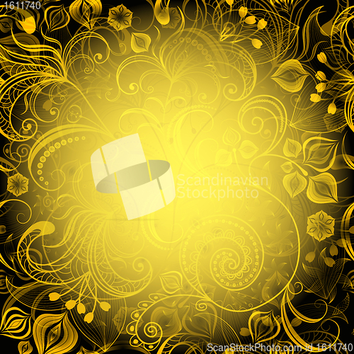 Image of Yellow-black floral frame