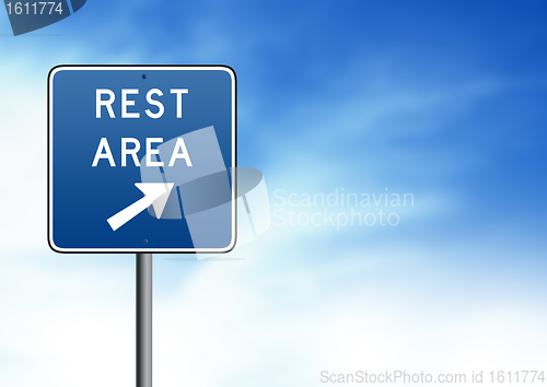 Image of Blue Rest Area Road Sign