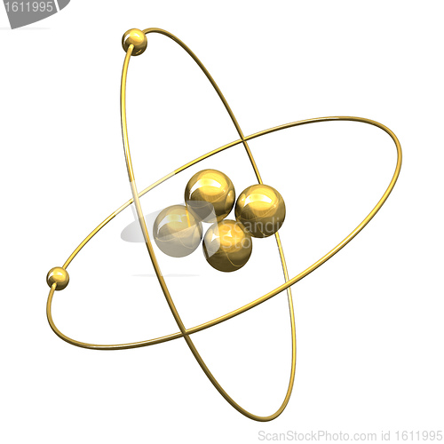 Image of 3d Helium Atom in gold 