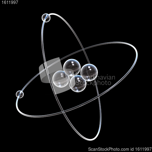 Image of 3d Helium Atom made of glass