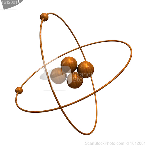 Image of 3d Helium Atom in wood 