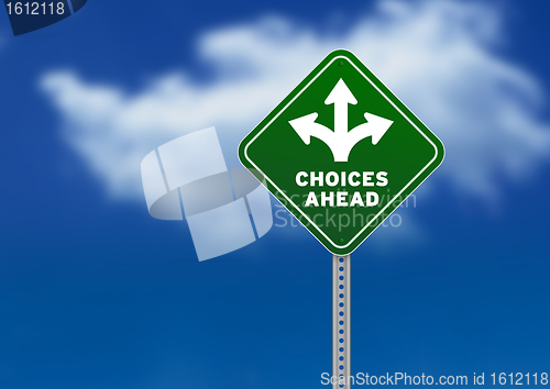 Image of Choices Ahead Road Sign